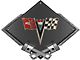 Corvette C2 1963-1964 Emblem Metal Sign, Black Carbon Fiber, Crossed Pistons, 25 X 19