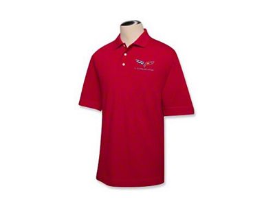 Corvette C2 1963-1967 Men's Custom Embroidered Pima Cotton Polo, Red