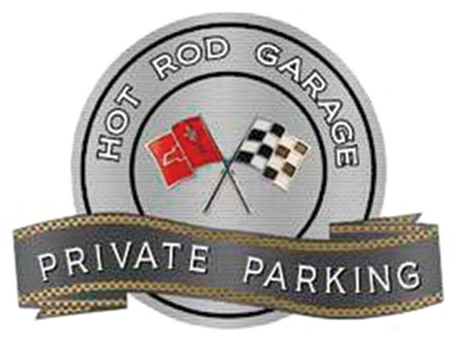 Corvette C2 Crossed Flags Emblem Hot Rod Garage Private Parking Metal Sign, 18 X 14