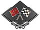 Corvette C2 Crossed Flags Emblem Metal Sign Black Carbon Fiber Crossed Pistons 25 X 19
