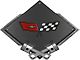 Corvette C3 1982 Emblem Metal Sign, Black Carbon Fiber, Crossed Pistons, 25 X 19