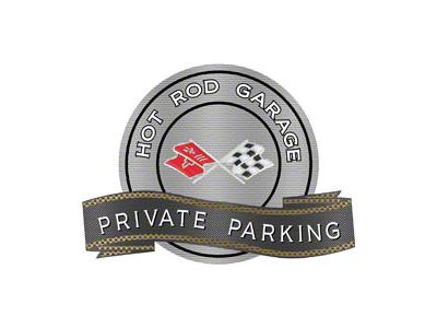 Corvette C3 Crossed Flags Emblem Hot Rod Garage Private Parking Metal Sign 18 X 14