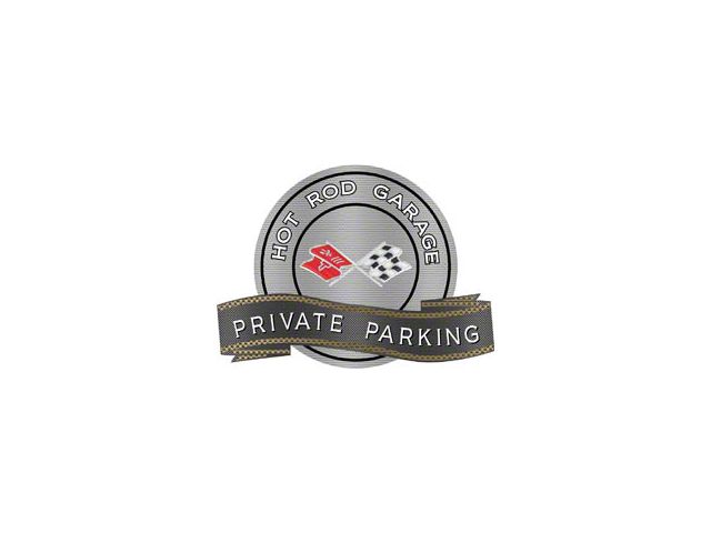 Corvette C3 Crossed Flags Emblem Hot Rod Garage Private Parking Metal Sign 18 X 14