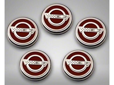 C4 Style Fluid Cap Covers; Garnet Red (84-96 Corvette C4 w/ Automatic Transmission)