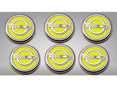 C4 Style Fluid Cap Covers; Solid Yellow (84-96 Corvette C4 w/ Manual Transmission)