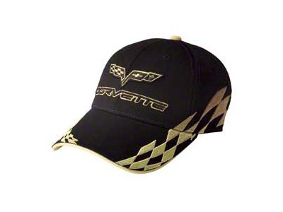Corvette C6 Cap, Bad Vette, Black With Yellow Checkered Pattern