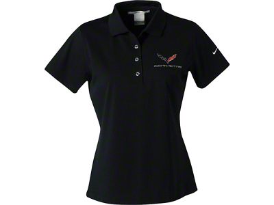 Corvette C7 Polo, Ladies Nike Dri Fit, Black