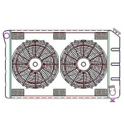 Ecklers ComboUnit CrossFlow Radiator; 2-Row (77-82 Corvette C3 w ...