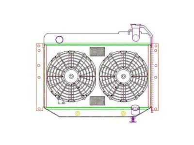 ComboUnit DownFlow Radiator; 2-Row (55-60 V8 Corvette C1 w/ Automatic Transmission)