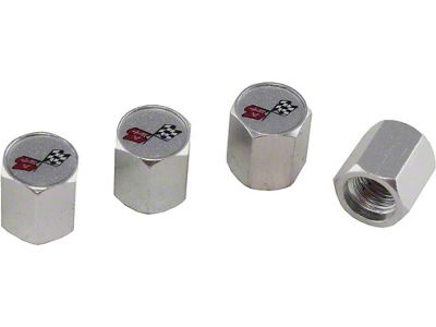 Corvette Crossed-Flags Logo Valve Stem Caps Aluminum