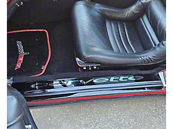 Door Sill Plates with Corvette Lettering; Gloss Black (78-82 Corvette C3)