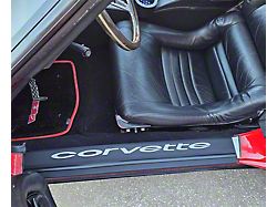 Door Sill Plates with Corvette Lettering; Textured Black (78-82 Corvette C3)