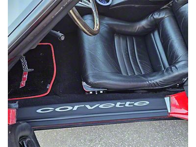 Door Sill Plates with Corvette Lettering; Textured Black (78-82 Corvette C3)