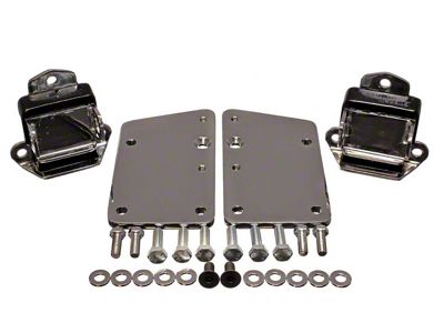 GM LS Series Motor Mount Conversion Kit; Short and Wide; Chrome; Black (63-82 Corvette C2 & C3)