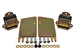 GM LS Series Motor Mount Conversion Kit; Short and Wide; Zinc; Black (63-82 Corvette C2 & C3)