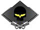 Corvette Jake Black Emblem Metal Sign, Black Carbon Fiber, Crossed Pistons, 25 X 19