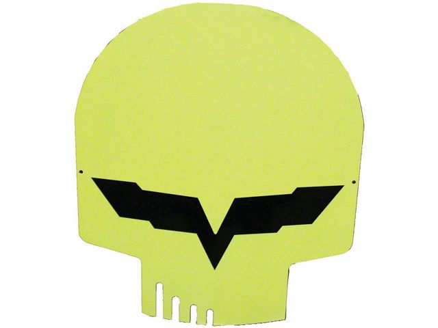Corvette Jake Metal Sign, Yellow Head Skull, 12 X 10
