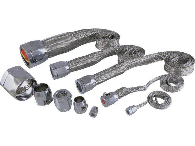 Corvette K&N Hose Cover Kit Universal Stainless Steel With Chrome Clamps