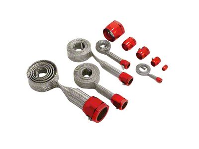 Corvette Hose Cover Kit, Universal Stainless Steel With Red Clamps