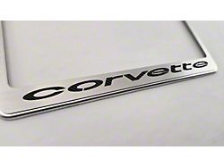 License Plate Frame with Corvette Inlay; Black Carbon Fiber (68-75 Corvette C3)