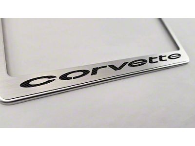 License Plate Frame with Corvette Inlay; Black Carbon Fiber (68-75 Corvette C3)