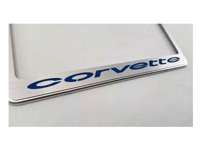 License Plate Frame with Corvette Inlay; Blue Carbon Fiber (68-75 Corvette C3)