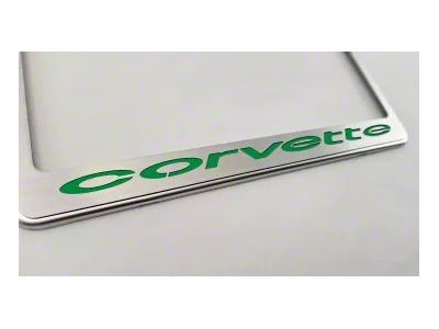 License Plate Frame with Corvette Inlay; Green Carbon Fiber (68-75 Corvette C3)