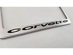 License Plate Frame with Corvette Inlay; Solid Black (68-75 Corvette C3)