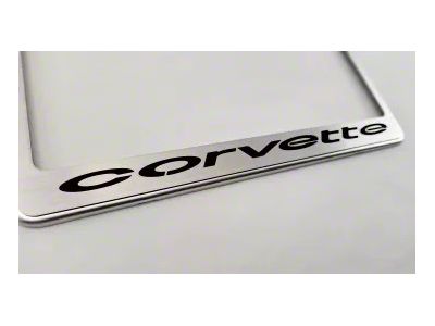 License Plate Frame with Corvette Inlay; Solid Black (68-75 Corvette C3)