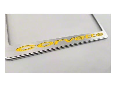 License Plate Frame with Corvette Inlay; Solid Yellow (68-75 Corvette C3)