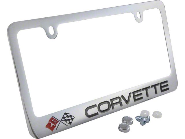 Corvette License Plate Frame Elite Series With Corvette Word Chrome Engraved