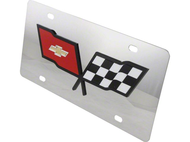 Corvette License Plate Mirror Style With Black Logo