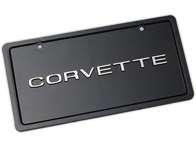 Corvette License Plate With Chrome Lettering Black Border Top Mount