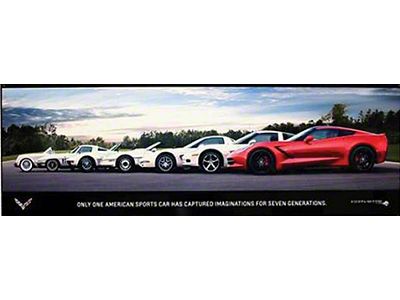 Corvette Metal Sign C7 Generations Poster 35 X 12