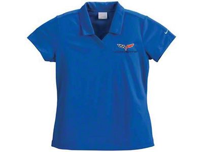 Corvette Polo Shirt, Women's, Nike Dri-Fit, Micro Pique, Royal Blue