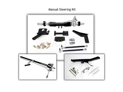 Corvette Rack & Pinion Conversion Kit, Steeroids, Manual Black Column With Headers, 1955-1957