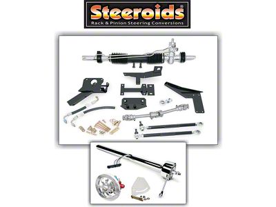 Corvette Rack & Pinion Conversion Kit, Steeroids, With Power Steering, Unpainted Column, 1953-1957 (Convertible)