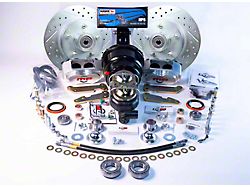 Rallye Series Front Disc Brake Conversion Kit with Booster/Master Cylinder Combo and Valve; Clear Billet Aluminum Calipers (53-62 Corvette C1)
