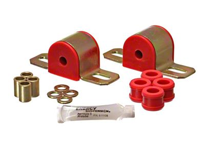 Rear Sway Bar Bushings with Brackets and End Link Bushings; 7/16-Inch; Red (63-82 Corvette C2 & C3)