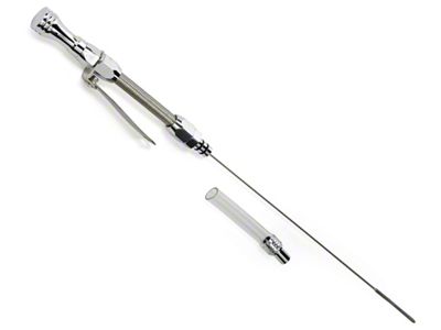 Replacement Oil Pan Dipstick and Braided Tube; 18-Inch; Chrome (57-78 Small Block V8 Corvette C1, C2 & C3)