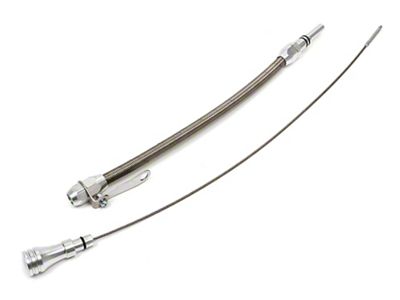 Replacement Oil Pan Dipstick and Braided Tube; 21-Inch; Chrome (65-74 Big Block V8 Corvette C2 & C3)