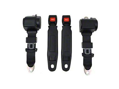 Corvette Seat Belt Set, Single Retractor w/Plastic Push Button Buckle, 1963-1967