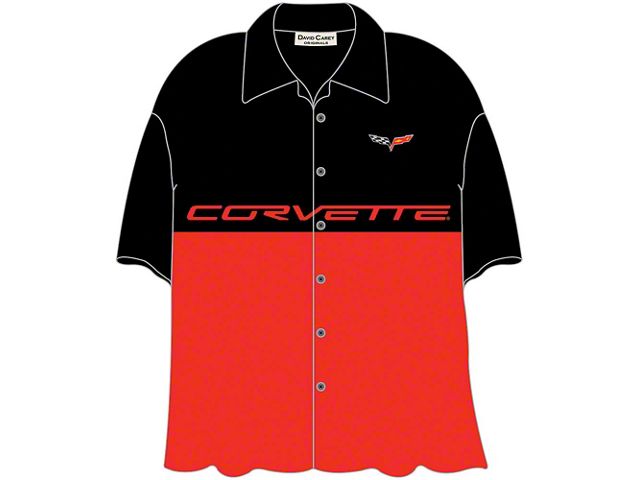 Corvette Shirt, David Carey, C6 Split Design, Red And Black