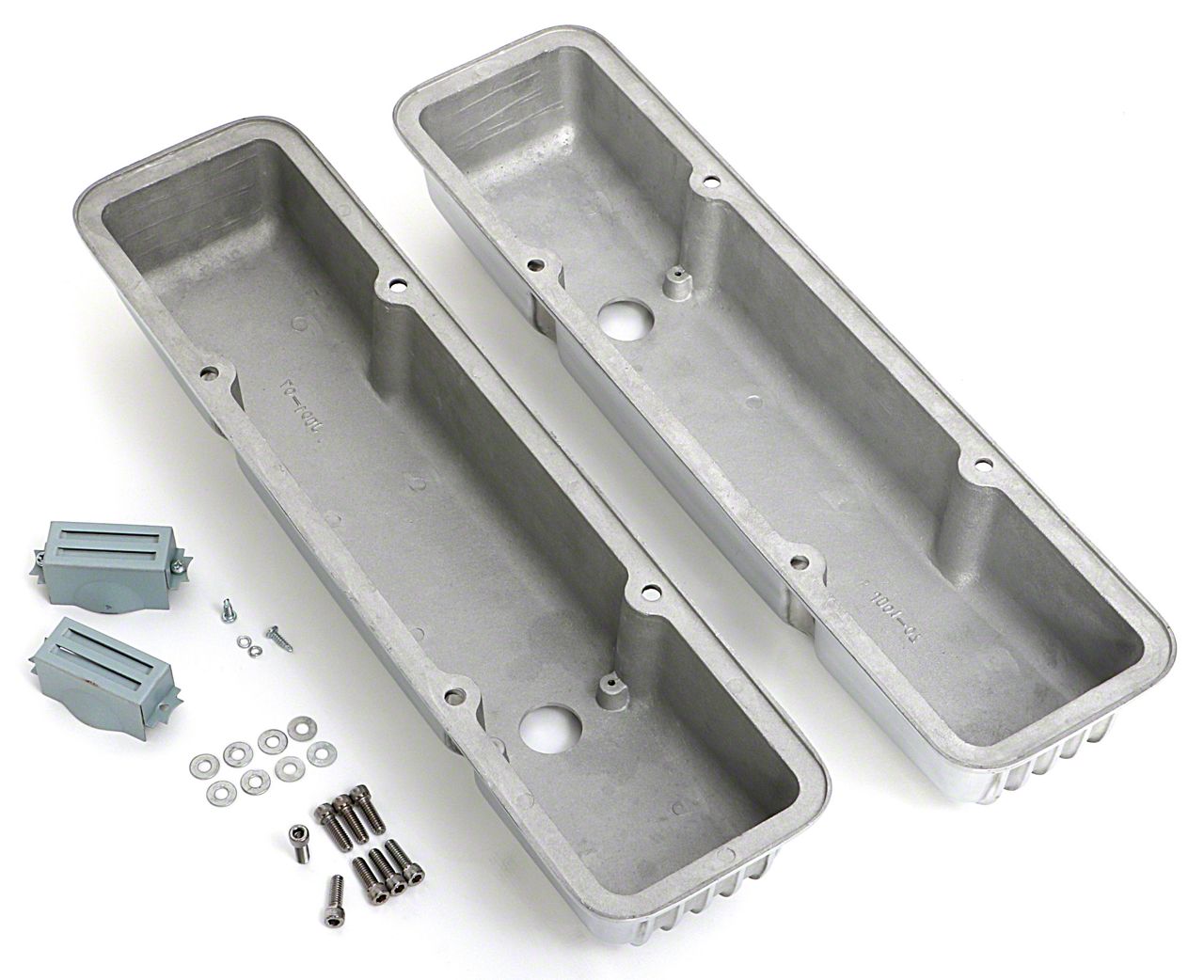 Retro Finned Aluminum Short Valve Covers – Fits 1958-1986 SBC Chevy 350/400, Black Painted