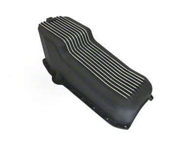 Small Block Chevy Stock Capacity Oil Pan; Black Retro Finned (63-79 Small Block V8 Corvette C2 & C3)