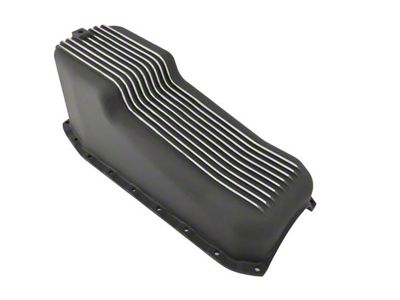 Small Block Chevy Stock Capacity Oil Pan; Black Retro Finned (80-85 Corvette C3 & C4)