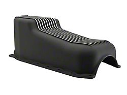 Small Block Chevy Stock Capacity Oil Pan; Black Retro Finned (86-96 Corvette C4)