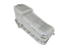 Small Block Chevy Stock Capacity Oil Pan; Polished Retro Finned (63-79 Small Block V8 Corvette C2 & C3)