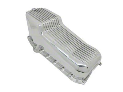 Small Block Chevy Stock Capacity Oil Pan; Polished Retro Finned (63-79 Small Block V8 Corvette C2 & C3)