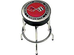 Corvette Smaller Garage And Work Shop Size Stool 24 With Crossed-Flags Logo